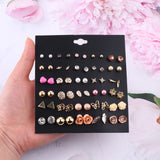 1 x RAW Customer Returns ADRAMATA 93 Pairs Assorted Stud Earrings Jewelry Set with Card for Women Teens Cute Simple Tiny Stud Earrings Set Teenager - RRP €19.07