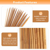 6 x Brand New lahnao Bamboo Knitting Needle Set, 75 Pieces Carbonization Bamboo Knitting Needles, 15 Sizes from 2 mm - 10 mm Double Pointed Knitting Needles with Knitting Accessories for Socks Gloves Hats and Scarves - RRP €60.42