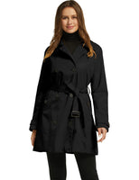 1 x RAW Customer Returns Wantdo Women s Spring Jacket Windproof Pea Jacket with Shoulder Buttons Epaulettes Slim Fit Long Jackets Adjustable Belt Coat Black 40 - RRP €87.99