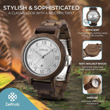 1 x RAW Customer Returns Zeitholz wooden watch for women, wristwatch, wooden strap, analogue, quartz, Wolkenstein wooden watches 36mm, 100 natural wood with Japanese quartz movement. Walnut wood  - RRP €104.89