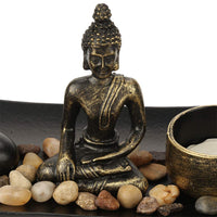 1 x RAW Customer Returns Tabletop Buddha Statue Home Zen Garden Buddhism Candlestick Incense Holder Zen Garden Sand Meditation - RRP €22.26