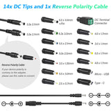 1 x RAW Customer Returns 72W 3-24V Universal Power Supply, PChero Universal AC DC Adapter Switching Power Supply with 14 DC Tips 1pc Reverse Polarity Converter Cable for Household Electronics CCTV Camera LED Strip 3000mA Max - RRP €22.45