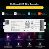 1 x RAW Customer Returns SEZO WB5 5in1 WiFi Bluetooth LED Controller Auto-Sync Compatible with Alexa Google Home Tuya Smart Life APP Control for Monochrome RGB RGBCCT RGBW LED Strip DC12-24V - RRP €31.67