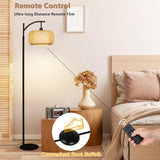 1 x RAW Customer Returns Rayofly Dimmable Floor Lamp Living Room, Rattan Floor Lamp with Remote Control, App Control, Boho Floor Lamp with Bamboo Linen Lampshade, Vintage Floor Lamp for Bedroom - RRP €79.99