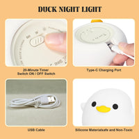 1 x RAW Customer Returns YuanDian Dodo Duck LED Night Light - Cute Silicone Duck Lamp for Bedroom, Living Room - Rechargeable, Touch Sensor Bedside Lamp - RRP €21.0