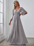 1 x RAW Customer Returns Ever-Pretty Elegant A-Line V-Neck Formal Dress Evening Dresses 00461 Grey 46 - RRP €77.99