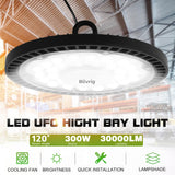 1 x RAW Customer Returns 300W LED spotlight industrial lamp, 30000LM UFO LED workshop lamp IP65 LED high bay light, Jefedana UFO LED workshop lamp 6500K cold white hall lighting for workshops, industry, factory halls - RRP €64.01