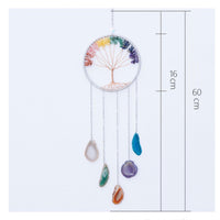 1 x RAW Customer Returns Mausouca Tree of Life Dream Catcher Natural Agate Gemstone Wall Hanging Window Garden Home Decor 7 Chakra Crystals  - RRP €25.2