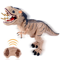 1 x Brand New deAO Remote Control Dinosaur for Kids, Which Walks, Roars, Breathes Steam and Can Shake its Head Brown  - RRP €29.75