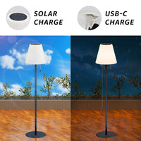 1 x RAW Customer Returns Postlucky Solar Floor Lamp Outdoor Floor Lamp Dimmable Warm White and RGB Battery Floor Lamp Wireless 2-in-1 Solar Charging USB Charging LED Floor Lamp Outdoor IP44 for Garden Terrace Patio Balcony Gray  - RRP €49.99