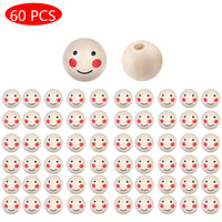 1 x Brand New Wooden Beads, 60 Pieces 20 Mm Wood Round Beads, Face Wood Beads, Round Wooden Beads with Hole, Face Pattern, for DIY Decoration, Key Chains, Crafts and Jewelry - RRP €19.2