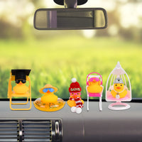 21 x Brand New AUAUY Yellow Rubber Duck, Duck Car Dashboard Decorations, 5 Pieces Rubber Duck with Mini Chair Car Ornaments with Sun Hats Sunglasses Golden Chains and Swimming Rings for Car, Room Decoration - RRP €226.8