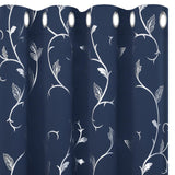 1 x RAW Customer Returns BUHUA blackout curtains with eyelets, thermal curtains, opaque curtains, blackout curtains vine pattern living room, set of 2 H 229 x W 132 cm, navy blue - RRP €42.99