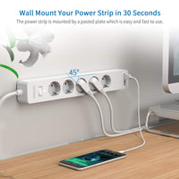 1 x RAW Customer Returns Power strip surge protection screw-on 5-way with paster NTONPOWER multiple socket with USB and switch extension cable 1.5m PC power strip child safety lock, white, MULTI-WAY - RRP €33.99