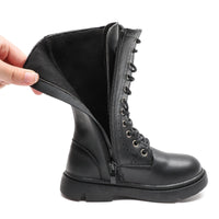 1 x Brand New DADAWEN girls half-shaft boots, winter shoes with zip, lace-up ankle boots, black, 26 EU - RRP €60.0