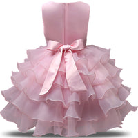 1 x RAW Customer Returns NNJXD Girls Dress Kids Ruffles Lace Party Wedding Dresses Size 100 2-3 Years Flowers Pink - RRP €25.98