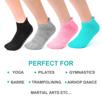 65 x Brand New TSHAOUN 4 Pairs Non-slip Yoga Socks for Women, Sports Socks for Women, Non-Slip Cotton Socks for Yoga, Pilates, Pure Barre, Dance, Fitness, Barefoot Dancing, UK 3-8 EUR 36-38 4 Colors  - RRP €720.2