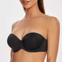 1 x RAW Customer Returns MELENECA Women s Push-Up Strapless Bra - Underwire Bra with Molded Cups Black 75D - RRP €30.24