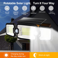 1 x RAW Customer Returns YOOULIT solar lights for outdoors with 2 motion detectors, 305 LED security spotlights, 3 360 rotatable LED panels 2200LM, IP65 waterproof for garden yard terrace garage - RRP €25.99