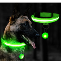 3 x Brand New Kriogor Dog Collar Luminous USB with Flashing Light Clip, Luminous Dog Collar with 3 Lighting Modes, Waterproof LED for Small Medium Large Dogs, Adjustable Safety Dog Collar M, Green  - RRP €31.74