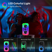 2 x RAW Customer Returns LEFANDI Bluetooth Speaker Portable Music Box with LED Light, Outdoor Party Speaker Boxes with Integrated Battery, TWS, FM Radio, TF Card, USB, Stereo Sound Box for Computer, Smartphone - RRP €99.98