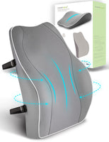 1 x RAW Customer Returns Travel Ease Ergonomic Back Cushion Made of Memory Foam, Lumbar Cushion for Office Chair, Car Seat, Wheelchair, with Anti-Static, Skin-Friendly Cover and for a Comfortable Sitting Posture Grey  - RRP €37.99