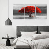 1 x RAW Customer Returns hyidecorart pictures tree red, trees nature canvas pictures, 3 part wall pictures living room, modern lucky tree art print wall decoration for bedroom kitchen dining room and office 30CM 40CM - RRP €36.99