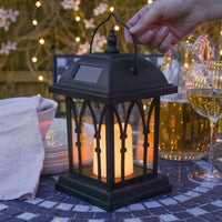 1 x RAW Customer Returns Festive Lights Black solar lantern with LED candle and deceptively real-looking flickering effect, IP44 waterproof Festive Lights - RRP €23.5