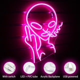 1 x RAW Customer Returns LUCUNSTAR Pink Alien Neon Sign, Alien Neon Light for Wall Decor, Alien Led Sign with USB Powered for Home, Game Room, Bar, Party, Bedroom - RRP €37.3