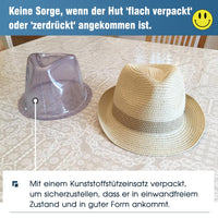 1 x Brand New Comhats Straw Trilby Hat for Men and Women - Summer Hat with UV Protection - Fedora Style - Natural Straw Hat - Beach Hat for Men - Unisex Summer Hat Beige XL - RRP €28.22