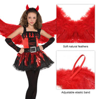 8 x Brand New 60 cm Halloween wings red, angel wings red with devil horn red, red angel costume women, angel wings red, red angel costume girls, devil wings Helloween, angel and devil wings costume women - RRP €72.48