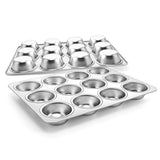 1 x RAW Customer Returns Joyfair muffin tin set of 2, stainless steel muffin tray for 12 muffins, muffin baking tins 35 x 27cm, muffin baking tin for cupcakes, brownies, pudding, cakes, non-toxic and healthy, oven and dishwasher safe - RRP €30.24