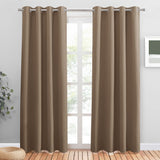 1 x RAW Customer Returns PONY DANCE Opaque curtains with eyelets, opaque living room curtains in country house style, blackout curtain, set of 2, H 210 x W 132 cm, cappuccino - RRP €37.58