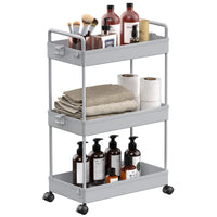 1 x RAW Customer Returns SOLEJAZZ 3-Tier Storage Cart Sliding Pull-out Cart Mobile Storage Shelf Organizer for Kitchen, Bathroom, Laundry, Bedroom, Narrow Places, Gray - RRP €26.36