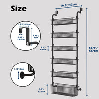 1 x RAW Customer Returns COVAODQ door shelf, shelf with baskets, hanging shelf refrigerator, stainless steel hanging spice rack, kitchen organizer storage 6-tier, black  - RRP €38.3