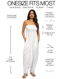 1 x RAW Customer Returns likemary jumpsuit women summer versatile one-piece made of cotton turns into harem pants when pulled down with pockets and elastic cuffs at waist and ankles white with lotus motif - RRP €38.0