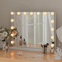 1 x RAW Customer Returns FOREHILL Hollywood mirror with lighting 15 dimmable LEDs Make-up mirror with 3 color temperatures and touch control Makeup mirror with memory function Cosmetic mirror 10x magnifying glass 58x46x12 cm - RRP €100.84