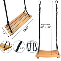 1 x RAW Customer Returns Swing Adults Adjustable 2.5M Rope Garden Swings Wooden Swing Seat for Indoor and Outdoor Swings 48 20cm  - RRP €42.25