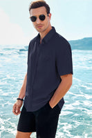 1 x Brand New GAMISOTE Men s Casual Shirt Short Sleeve Cotton Summer Shirt Button Down Summer Shirt Regular Fit - RRP €28.21