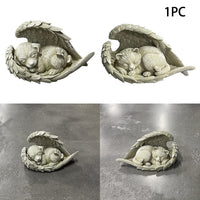 1 x RAW Customer Returns Angel Dog Statue Resin Sleeping Dog Cat Angel Figure, Memorial Stone for Pets, Pet Garden Tombstones Lawn Decorations - RRP €21.99