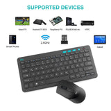 1 x RAW Customer Returns Rii Keyboard Mouse Set Wireless, 2.4G Wireless Compact Keyboard with Wireless Mouse for Laptop, PC and Smart TV, German QWERTZ Layout, Black - RRP €17.74