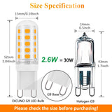 1 x RAW Customer Returns DiCUNO G9 LED dimmable warm white 2700K, LED light bulb 2.6W replacement for 30W halogen lamp, G9 plug-in bulb 260LM, dimmable G9 LED lamp, energy-saving bulb for chandeliers, non-flickering, AC 230V, set of 6 - RRP €18.17