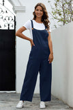 1 x RAW Customer Returns Dungarees Women s Jumpsuit Summer Loose Fit Baggy Jumpsuit Sleeveless Overall Cotton Romper Casual Long Wide Leg Playsuit Trousers with Pocket Navy Blue XL - RRP €25.45