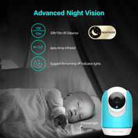 1 x RAW Customer Returns SV3C 2K Baby Monitor with Camera, Temperature Monitoring, Baby Monitor 2.4GHz WiFi Pet Camera, Crying, Sound and Motion Detection, Two-Way Audio Night Vision Compatible with Alexa - RRP €36.29