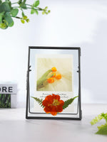 1 x RAW Customer Returns REDHUGO Pressed Flower Frames, Glass Floating Frame for Displaying Dried Plant Specimen Pictures, Hanging Brass Picture Frame with Chain, Double Clear Glass, Vintage Wall Decor, Rectangle - RRP €19.98