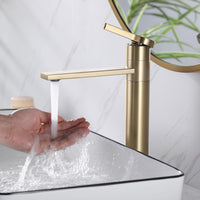 1 x RAW Customer Returns SHANFO wash basin faucet gold, bathroom faucet high with 360 rotating spout, bathroom wash basin faucet, mixer tap for countertop wash basin, brushed gold - RRP €65.99