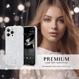 1 x RAW Customer Returns BEZ mobile phone case for iPhone 15 Pro case glitter, Sparkle Diamond Crystal Bling case with Bling Co. Series for iPhone 15 Pro, angel white - RRP €24.99