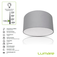 1 x Brand New Lumare ceiling lamp E27 socket round flat bathroom lamp, living room ceiling light, no drilling replaceable, warm white LED light, glass lampshade for hallway - RRP €54.0