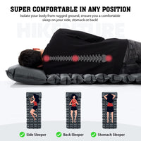 1 x RAW Customer Returns HIKENTURE sleeping pad outdoor camping with pump bag - camping sleeping pad small pack size - sleeping pad ultralight sleeping mat outdoor trekking - camping mat - inflatable sleeping pad with pillow-A2 Grey - RRP €34.68