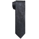 1 x Brand New Briyard Men s Black Tie, Floral Paisley Ties for Men, Classic Silk Tie and Pocket Square Set for Wedding Party Formal Business Flower Ties Set - RRP €6.04